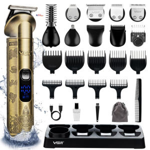 VGR V-110 8 in 1 Waterproof Beard Trimmer for Men Rechargeable Cordless Hair Clippers IPX6 Waterproof Machine Rambut