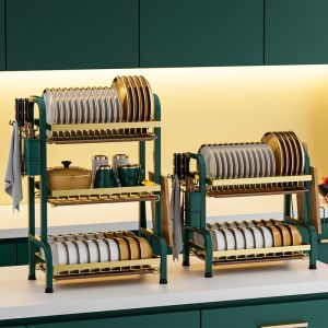 Hokaichi Stainless Steel Kitchen Dish Storage Rack Rak Penyimpanan Pinggan碗碟收纳架