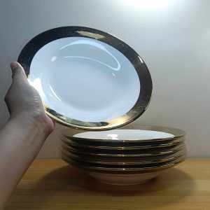LUXURY GOLD RIM GOLD SOUP / PASTA PLATE SIZE 9 INCHES ROUND