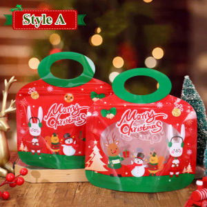 10pcs Christmas Gift Bags Santa Claus Plastic Ziplock Bag Candy Cookie Snack Packing Bag Wedding Birthday Holiday Party