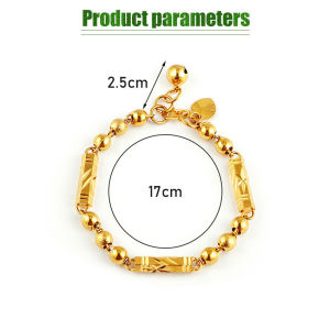 Womens Bamboo Pattern Anti-Fade Bracelet Saudi Gold Hexagon Bead S Buckle Transfer Bead Jewelry