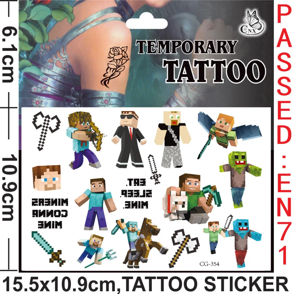 Kids Children's Minecraft Temporary Tattoos for party bags and stocking  fillers | eBay