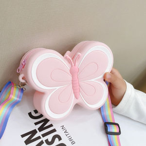 Lovely Childrens Silicone Shoulder Bags Cute Butterfly Shape Baby Girls Crossbody Bag Candy Color Kids Small Coin Purse