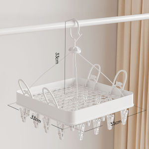 Vision 24 Clips Round Hanger Windproof Clothes Clip 360° Swivel Drying Racks Foldable Hook Multi-Functional Clothes Drying Rack for Socks and Underwears - with Shoe Drying Rack