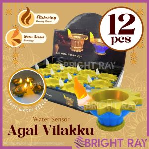 12PCS Light LED Flameless Sensor Diya Vilakku Diwali Decoration Indian Lamp Lampu Bateri Night Lamp Small Lamp Lampu LED