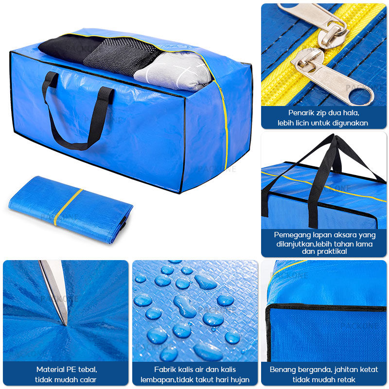 PACKONE 86L Blue Storage Bag, Heavy Duty Zipper Clothes Organizer For Moving Travel
_voghion.com