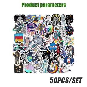 50pcs Stiker Motif Kartun Astronot Bahan Vinyl Anti Air Aesthetic