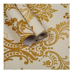 Wallpaper Dinding Motif Batik Gold Krem Ukuran Panjang 8 s/d 9 Meter x Lebar 45CM