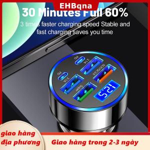 [COD] EHBqna 3PF Ship within 24 hours 100W 6-Cổng USB Loại C Xe Sạc Với Điện Áp Hiển Thị Pd Nhanh Chóng Sạc Power Adapter Cho Iphone Android Điện Thoại Thông Minh Máy Tính Bảng
