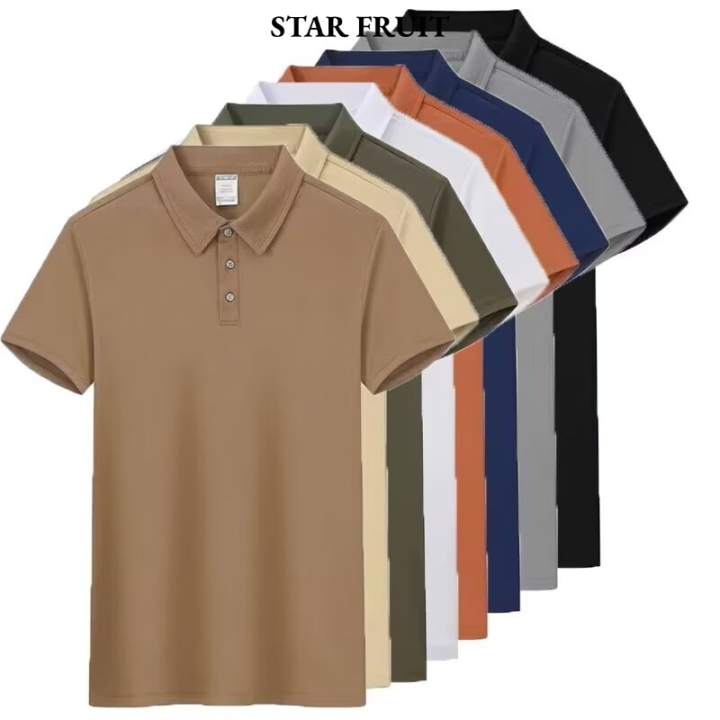 STAR FRUIT Áo Polo doanh nhân đơn giản áo thun ve áo Màu Trơn Áo thun ...