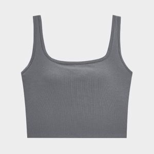 (SG InStock) Square Neck Padded Cotton Cropped Tank Top (Crop  Blouse Singlet Padded Top Athletic Camisole) -YGR02