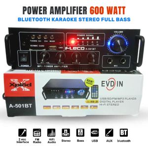 Amplifier Power 600 Watt Full Bass Fleco A-501BT Audio Penguat Suara Full Bass & Treble | Ampli ORIGINAL FLECO A-501BT Power Amplifier Bluetooth Karaoke + Mp3 player + FM Radio | TASMAN COLLECTION