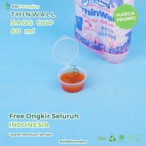 Thinwall Saus Cup 60ml Isi Tempat Klip Saos Sambal Kecap Mayonaise Wadah Plastik Sauce Cup isi 50 pcs