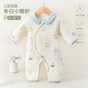 Newborn clothing a Autumn and winter thickened quilted monk-style clothing for newborns pure cotton winter outdoor jumpsuit