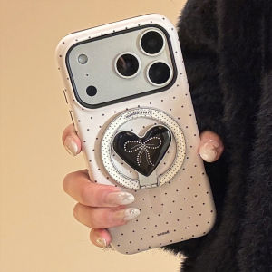 Pearl Bow iPhone 17 Pro Max/17 Pro/17 Case Korean Style Magnetic Stand Magsafe Shockproof Cute Protective Phone Cover