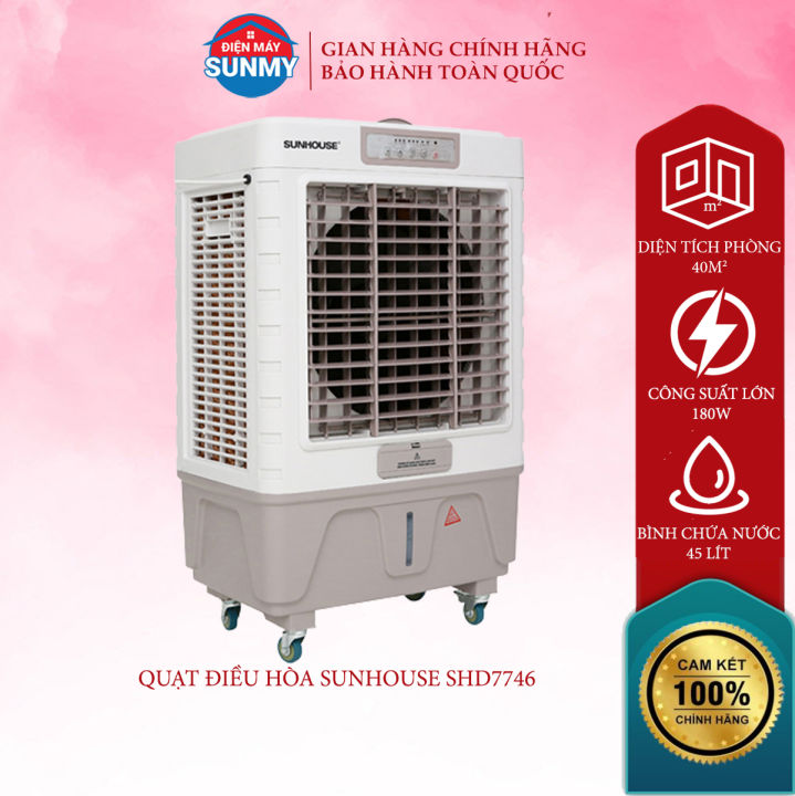 Quạt điều hòa Sunhouse SHD7746 45L 180W siêu mạnh , máy làm mát không khí Sunhouse công suất lớn 180W , quạt công nghiệp - Hàng trưng bày Bảo hành chính hãng toàn quốc - Điện máy Sunmy