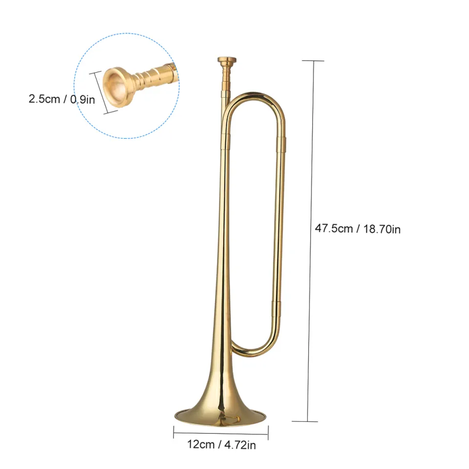 Cheerock 1 Pcs Gold Plated Bugle, Brass Cavalry Trumpet Bugle  Horn, Brass Bugle Instruments with Bag & Gloves for Military Orchestra and  Festival Atmosphere Performances : Musical Instruments