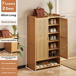 Shoe Cabinet Almari Kasut 6/7/8 Layers Bamboo Shoes Cabinet Rack Rak Kasut Bertutup 30+Pairs Of Shoe Cabinet Outdoor 鞋柜