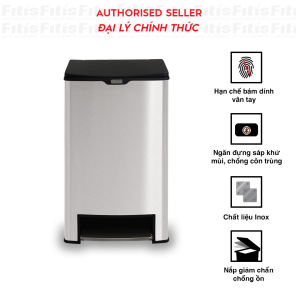 Thùng rác FITIS MEGA đạp vuông(40L-32*40*70cm)( 🎁 SÁP THƠM)