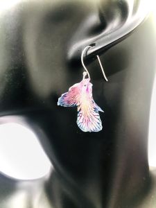 ต่างหู ดอกไม้จริงทำจากดอกไม้จริง (กลีบ & ปาก) ต่างหูเงิน 96.5%