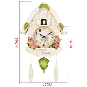 MANNA-C Chinese Style Cuckoo Swing Wall Clock Creative Fashion Modern Design Art Cartoon Clocks for Home Office Decor Hourly Chiming Hanging Watch