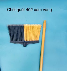 Chổi quét nhà lông mềm cao cấp đầu lông xoắn PHÚC HƯNG PHÁT SG size 29x4x140cm cán inox bọc nhựa.