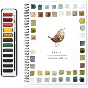 NOBLELUX with Paint Brush Watercolor Workbook Beginner-Friendly With Color Palette 12 Colors Watercolor Paint Set Portable Art Crafts Painting Supplies for Kids Adults Teens