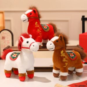 OKDEALS01 Standing Posture Chinese Zodiac Horse Plush Toy 20cm Size Red Color Plush Doll Plush Stuffed Animal Plush Material Horse Mascot New Year Celebration