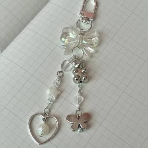 ♡ 𝕄𝕥 🖤🩶Silver Metallic Y2K Inspired Love Accessories Keychain🖤🩶盐系银色甜酷串珠挂件