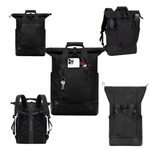 Rivacase 5321 Dijon 25L Roll-Top Laptop Backpack 15.6" | Water Resistant Ergonomic Back Key Strap Waterproof Zip Pocket
