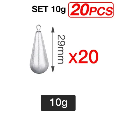 20pcs Fishing Gear 5G-80G Lead Sinker Copper Ring Sea Fishing Lead Sinker Tackle Sinker For Fishing
