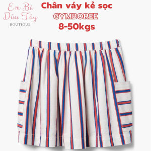 Chân váy kẻ sọc 8-48kg VNXK cho bé mẫu giáo cấp 1 2 3 teen. Chân váy kẻ sọc trắng xanh đỏ