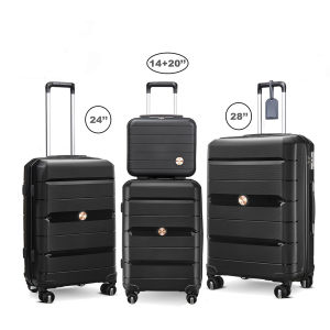 Vali du lịch Sea Choice 1921 chất liệu nhựa PP Size 14+20/24/28 Chống rơi bền đẹp có khóa TSA Khóa kéo YKK & Bánh xe quay 360° -Thời trang thanh lịch phong cách đơn giản