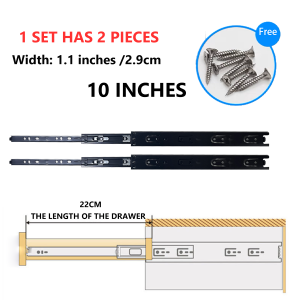 Multiple sizes Drawer Guide Drawer Slide Roller Full Extension Ball Bearing Heavy Duty 2Pcs(10/12/14/16/18/20inches)