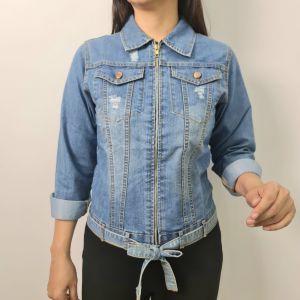 Minola Jaket Nagita Denim Wanita Jeans Resleting Cewe Kekinian