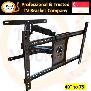 Double Arm Full Motion TV Bracket / TV Wall Mount 40"-75" / Swivel / Turn Left Right / Tilt Up Down / Slim / Solid / Smooth / KLC-X6(Black)