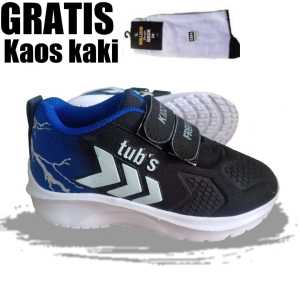 Sepatu Sekolah Anak Laki Laki Warna Hitam karakter Perekat Usia PAUD TK SD SMP 1 2 3 4 5 6 7 8 9 0 Tahun-KIDZTUBS1627