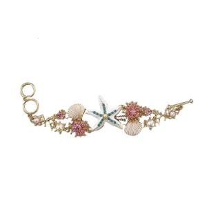 Fashion Marine Jewelry Starfish Pendant Necklace Shell Pearls Bracelet Alloy Texture Suitable for Women Beach Outfits