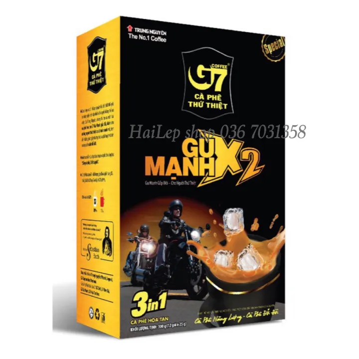 Cà phê G7 hòa tan Gu mạnh 3in1 (12 gói* 25gr)