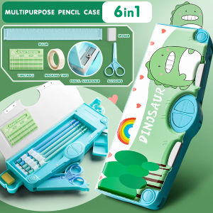 Pop Up Multifunction Pencil Case Cute Cartoon Pencil Large Capacity Pen Box Organizer Stationery with Timetable Eraser Plastic Scissors&Pencil SharpenerGift for Kids Teens ﻿