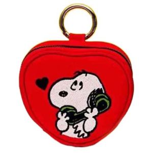 TRTEWWS Cute Snoopy Coin Purse Canvas Cartoon Heart Shape Wallet Change Bag Solid Color Cloth Pendant Bag Women