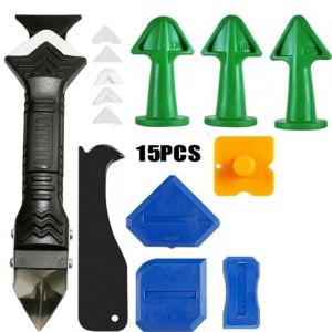 2026 15pcs 5 In 1 Silicone Remover Sealant Smooth Scraper Caulk Finisher Grout Kit Tool Floor Mould Removal Hand Tool Set Accessories
