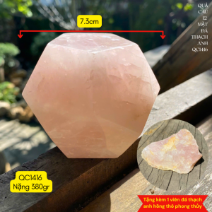 Quả cầu 12 mặt đá thạch anh QC1416 vật phẩm mang theo bên người thu hút may mắn - nặng 380gr đường kính 7.3cm