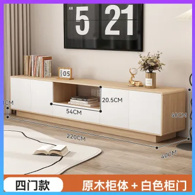 TV Cabinet Console New Solid Wood Rounded Corner Black TV Cabinet Small Living Room 180cm Drawer Cabinet