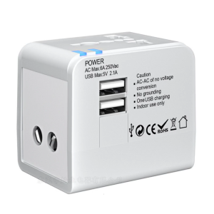 Phích cắm bộ chuyển đổi điện Bộ chuyển đổi quốc tế nhỏ gọn USB kép để đi du lịch ở chúng tôi EU UK Australia và hơn 150 quốc gia