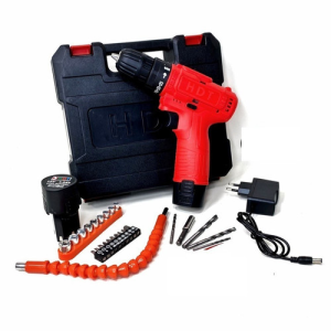 Mesin Bor Cas Cordless Murah HDT Bor Cas Charger 12V Cordless Lengkap Set Mata Obeng 2 Baterai