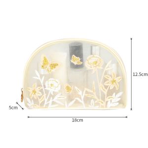 ANANAA Large Capacity Toiletry Bag Embroidery Mesh Cosmetic Storage Bag Portable Washbag Makeup Bag Storage Organizer