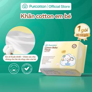 Purcotton Khăn Cotton dành cho trẻ em 80 tờ 150 mm * 200 mm