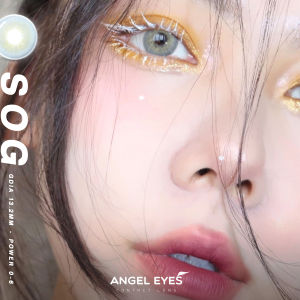 Lens mắt xám tây sáng có độ cận SOG nhãn hiệu Angel Eyes Hàn Quốc chất liệu Silicone Hydrogel cho mắt thở | Kính áp tròng xám khói | Lens cô dâu | Lens đi tiệc