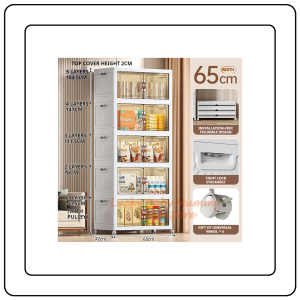 【JJ HOME】Stackable Folding Cabinet/Thickened Storage Cabinet/Home Organizer/Double Door Storage Box with Wheels